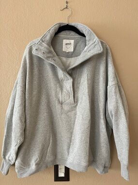 aerie Light Gray snap button sweater